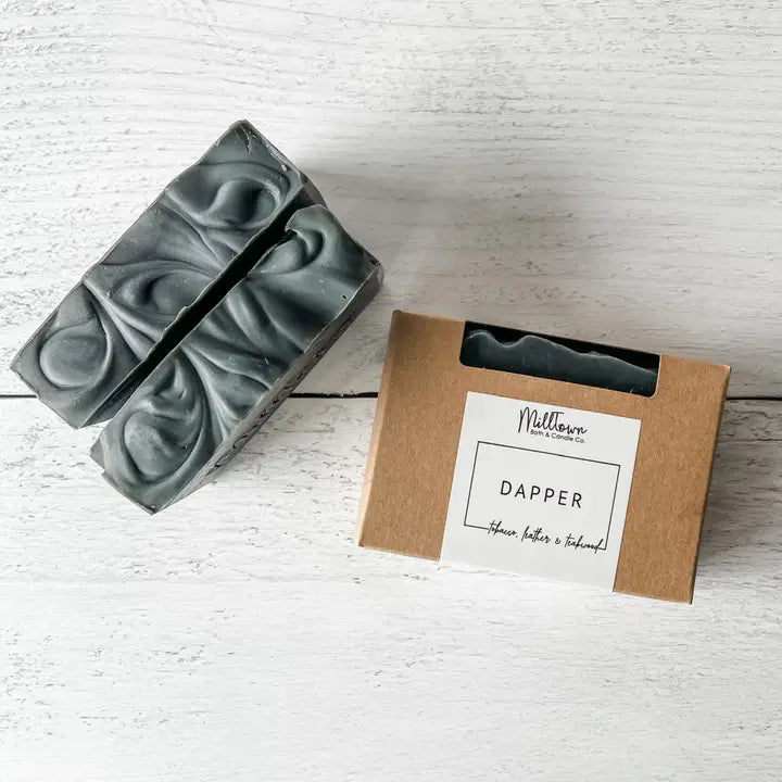 Dapper Soap Tobacco Leather Teakwood Scent Handmade - Rosetta Creative Boutique